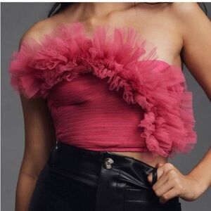 Anthropologie Ranna Gill Strapless Tulle Pink Top